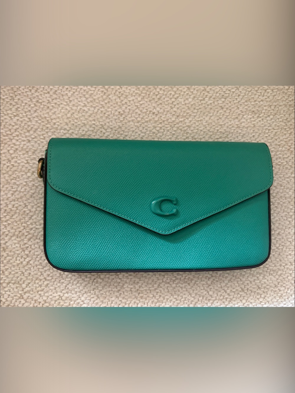Coach Wyn teal leather crossbody with removable card case